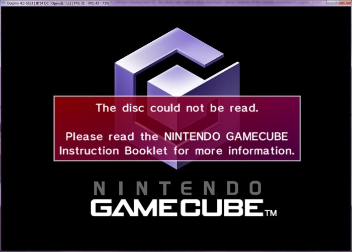 Gamecube won't read disc