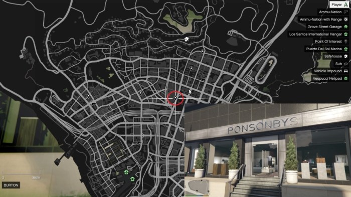 Ponsonbys gta 5 location