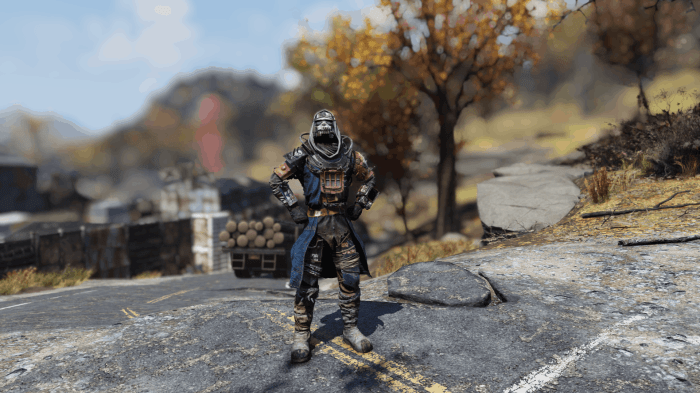 Fallout 76 outfit raider wanderer bog skull mask pathfinder military beret