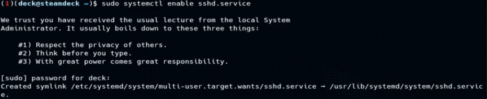 Steam deck enable ssh