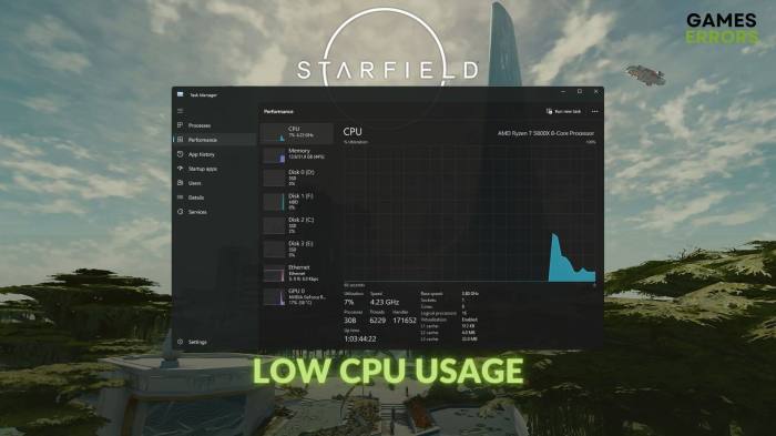 Starfield low cpu usage