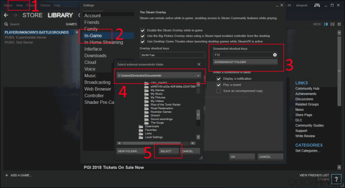 Steam folder screenshot change access steps