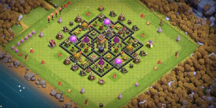 Defense th8 base coc hall town 2021 bases