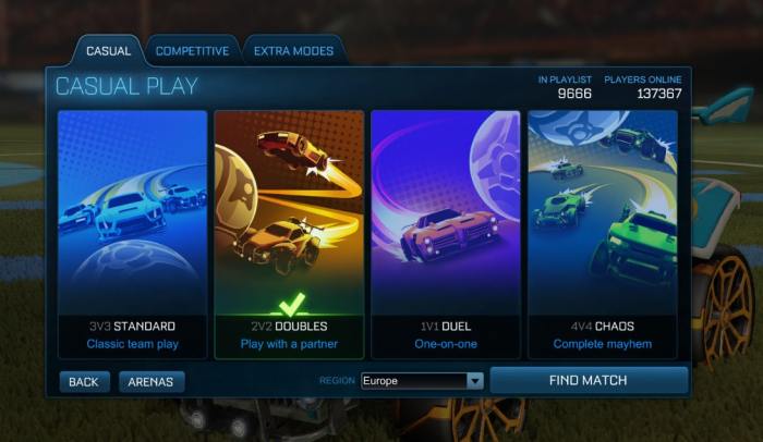 Casual mmr rocket league