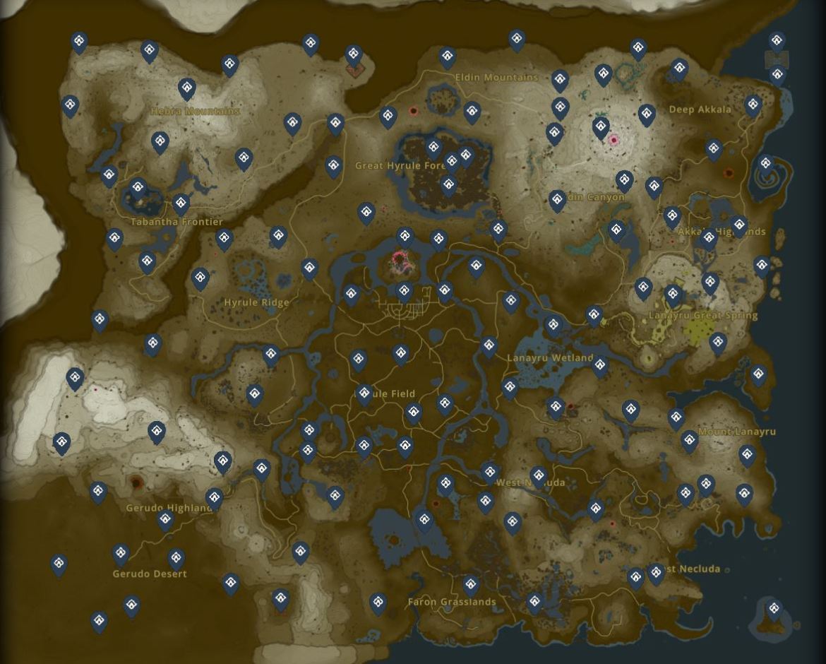 Map of all caves totk