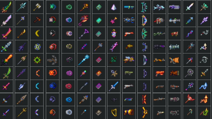 All weapons in terraria