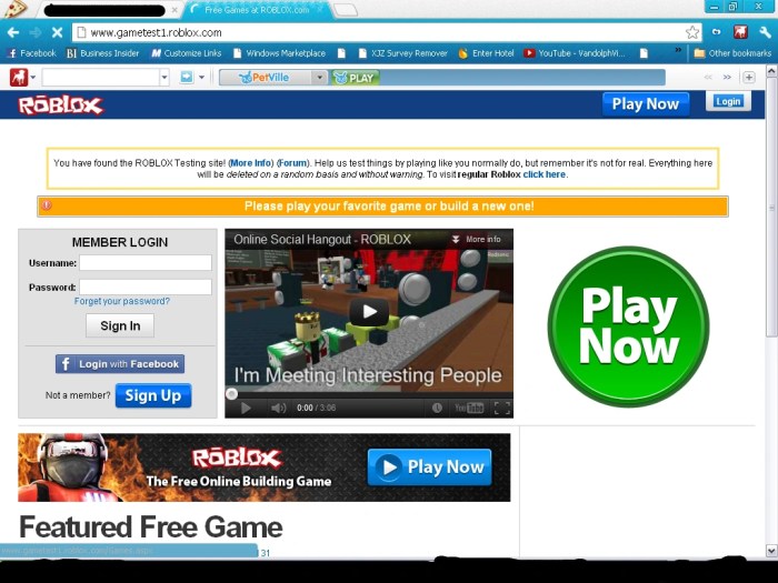 Roblox game test site