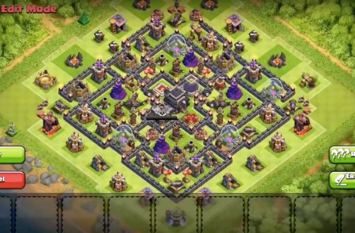 Clash clans base hall town level defense top coc layout bases th9 layouts good games
