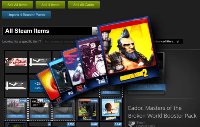 Sell steam trading cards