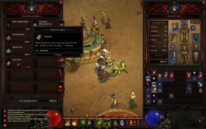 Cowbell scenario case where diablo wirt seems recognize purchased vendor though screenshot location well don