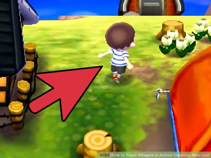 Villagers crossing animal move leaf step