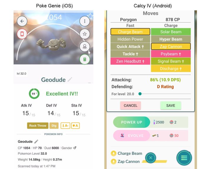 Movesets in pokemon go