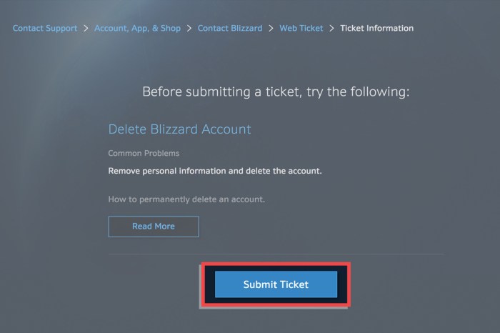 Submit a ticket blizzard
