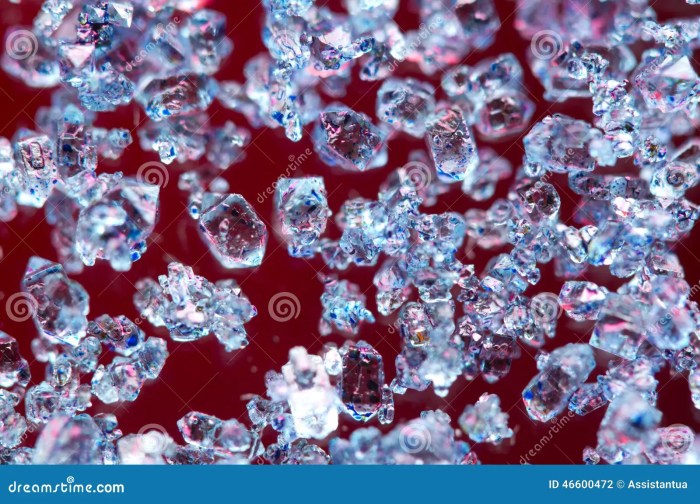 Blue and red crystals