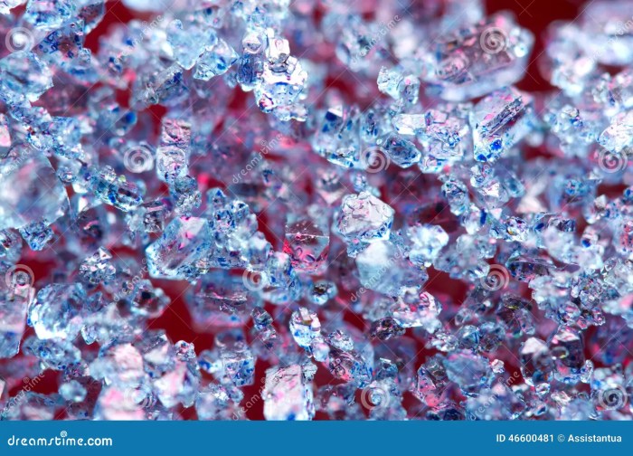 Blue and red crystals