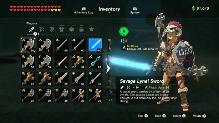 Maxed arrows apples bokoblin far so fangs slots zelda quest moblin mainline inventory released personal max many before game next