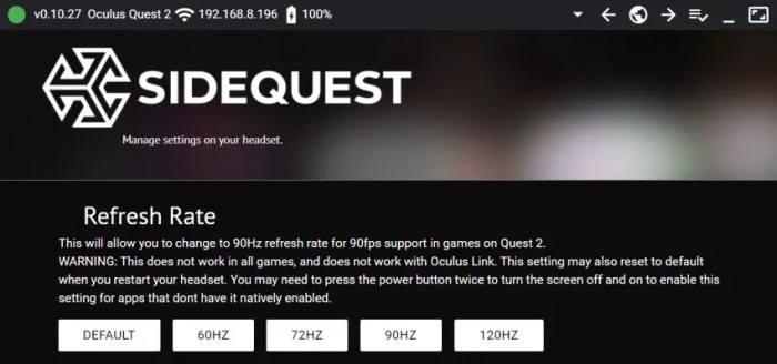 Quest 2 refresh rate