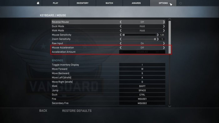 Cs go mouse settings