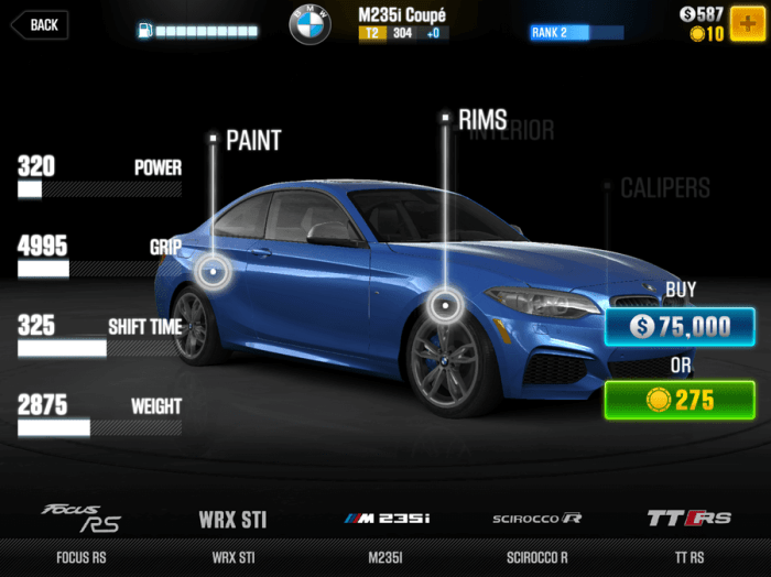 Csr2 car tier parts fusion