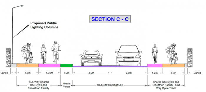 Three way road layout