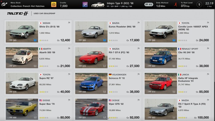 Gt7 used car rotation