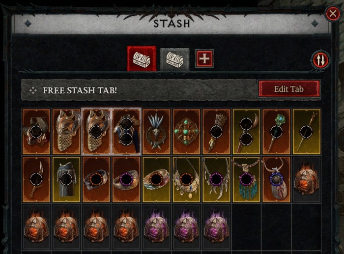 Diablo 4 stash tabs