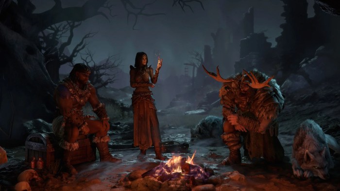 Diablo blizzard sorceress pvp blizzcon crossplay wenig innovation campfire approaches interesting apparent retour sources batalla unveiled barbarian druid plantea geeky