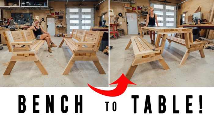 Bench turns into table