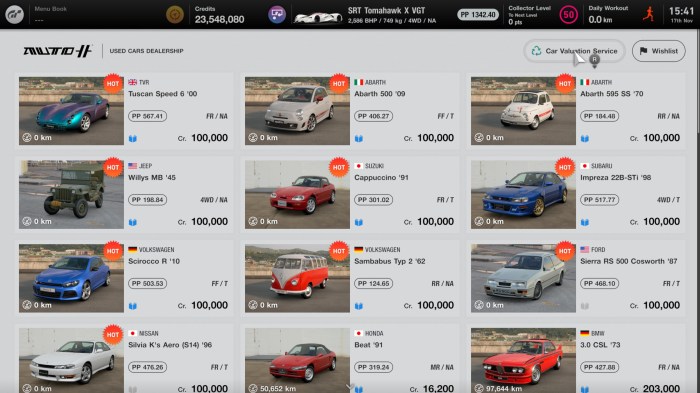 Selling cars in gt7