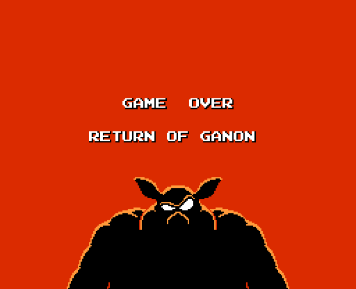 Zelda Game Over Screen