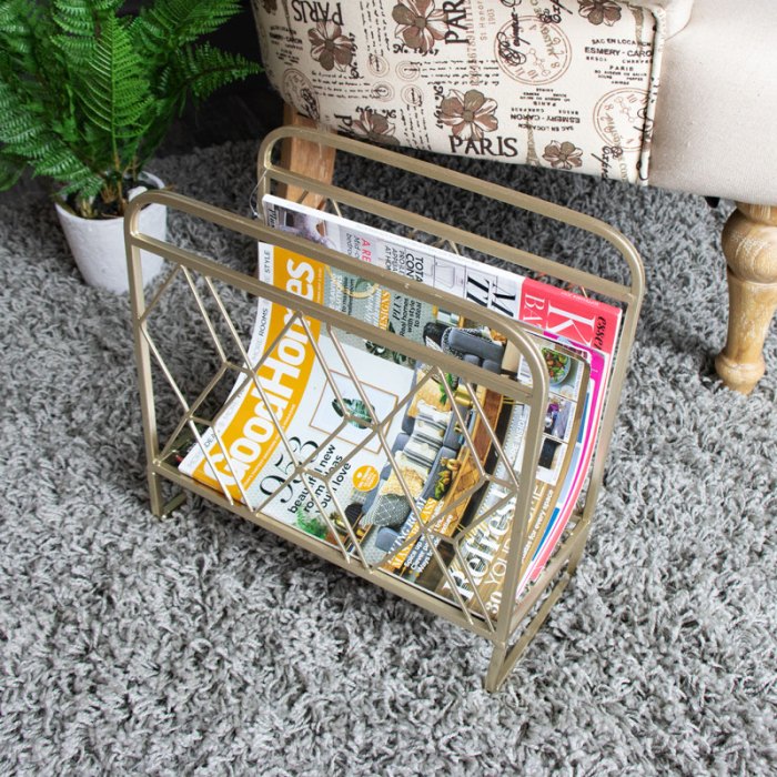 Gold metal magazine rack