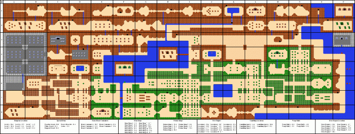 Zelda 1 map with secrets