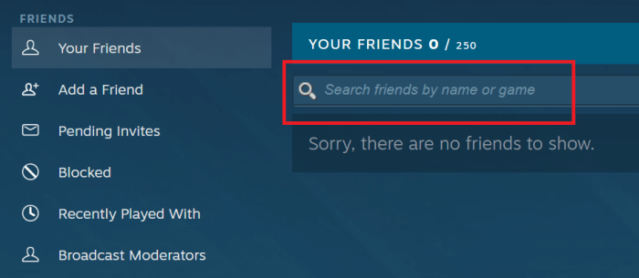 Search people on steam