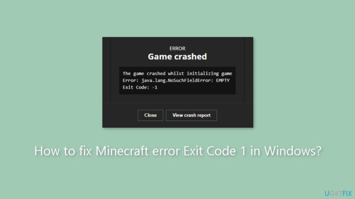 Minecraft exit code 9