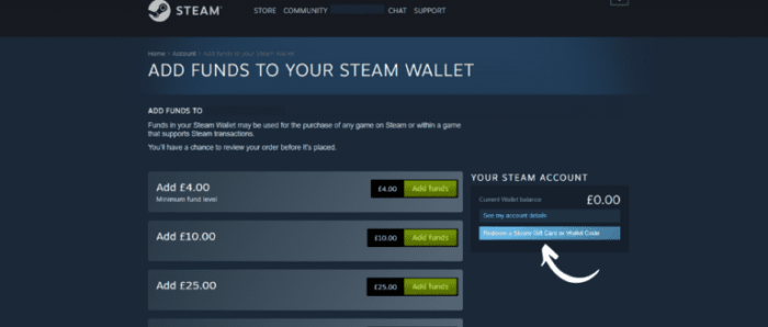 Steam card not activated