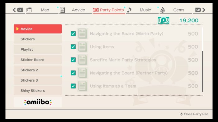 Party points mario party