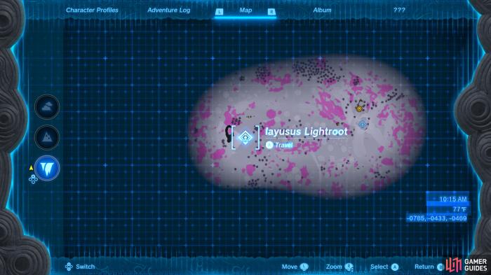 Iayusus lightroot on map