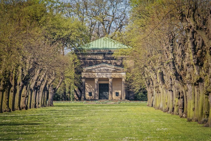 Next to the mausoleum