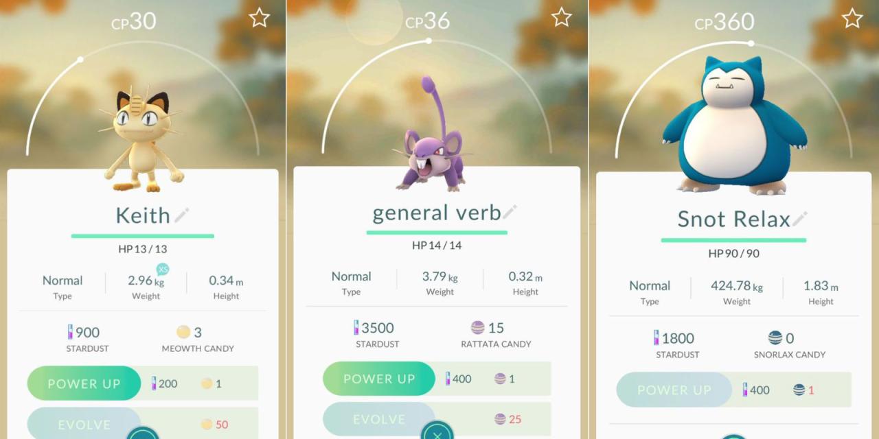 Pokemon go funny names