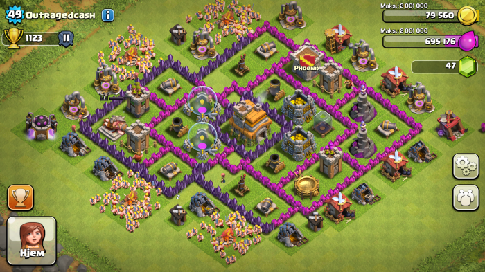 Clash clans base level hall town layout build