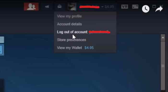 How to log out in steam