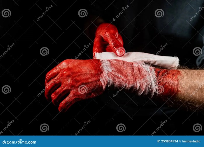 Man covered in blood