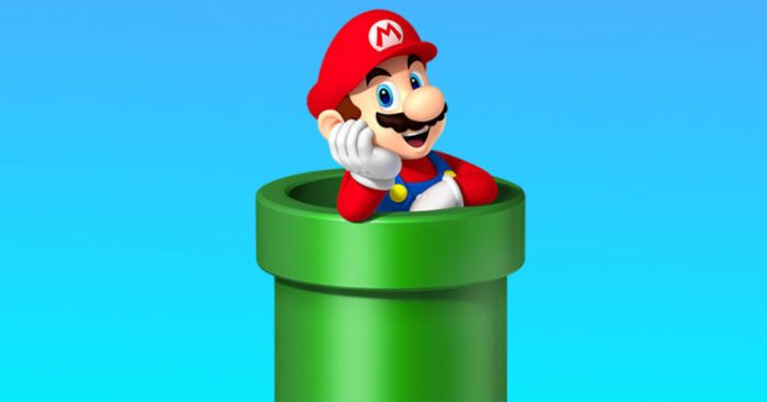 Mario going down a pipe