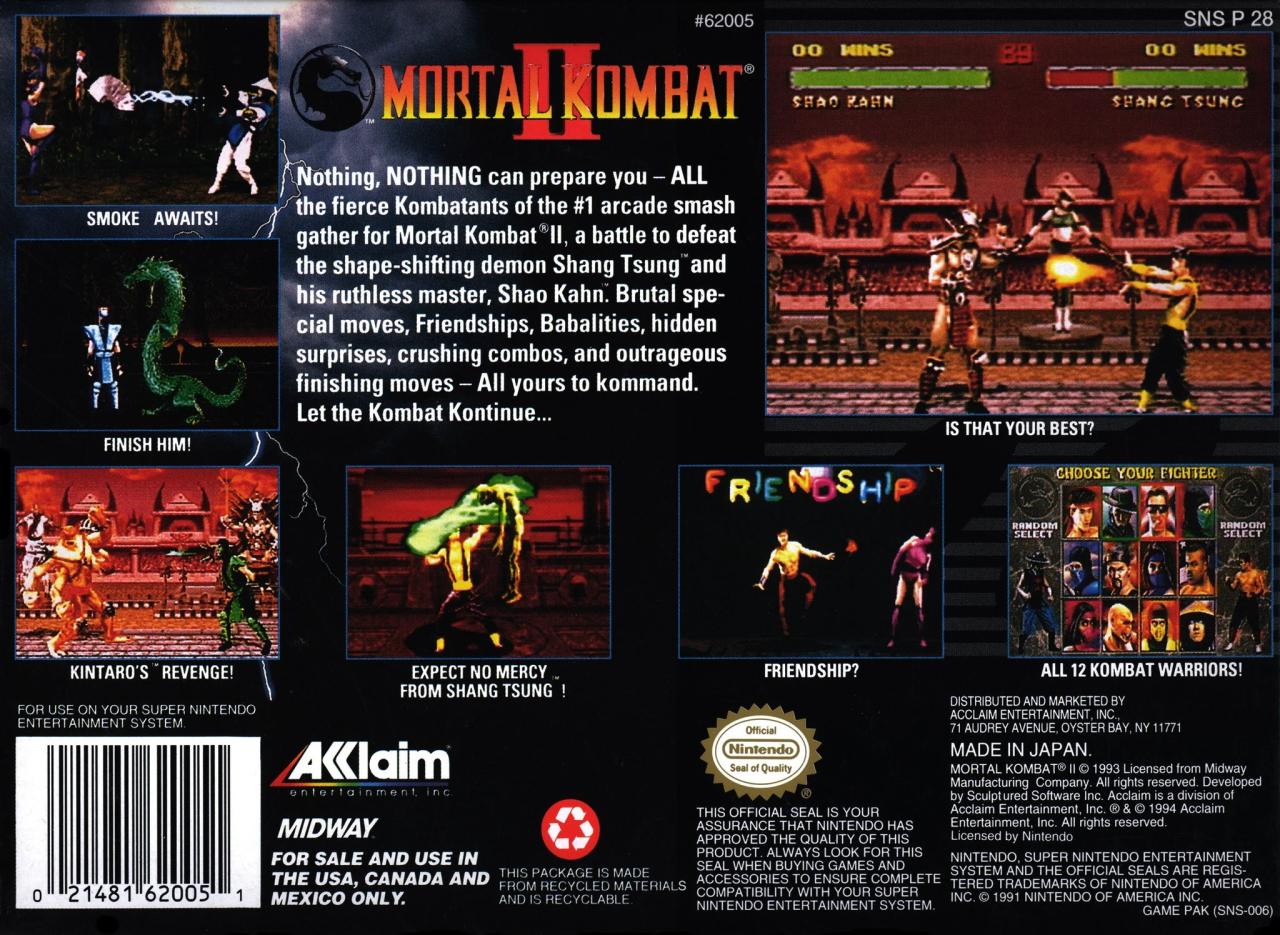 Mortal kombat snes moves