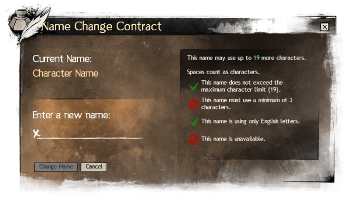 Guild wars 2 change name