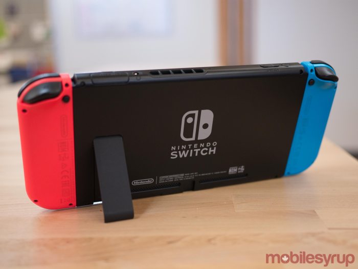 Back of nintendo switch