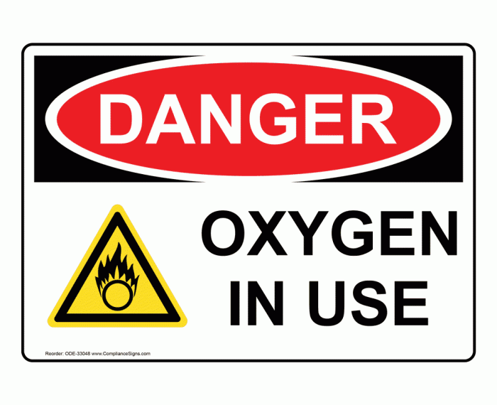 Oxygen sign signs danger use mysafetysign flammable smoking osha buy good oxide nitrous hazard