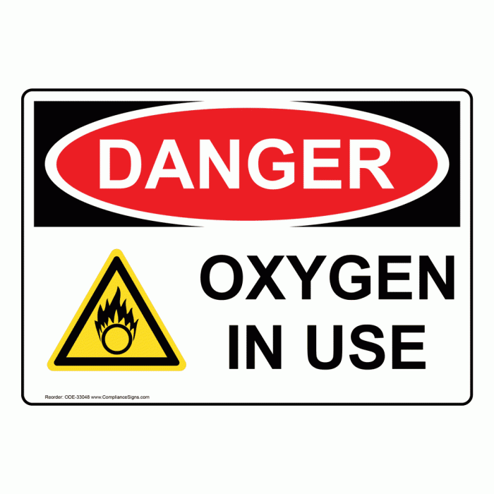 Oxygen sign signs danger use mysafetysign flammable smoking osha buy good oxide nitrous hazard