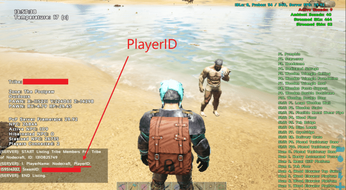 How to find player id ark