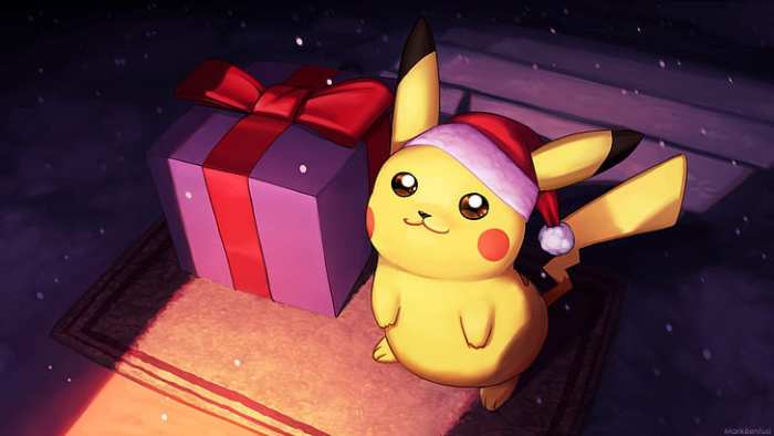 Pikachu with a santa hat